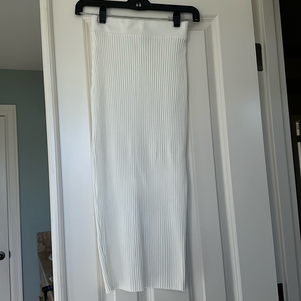 Zara Cream Ribbed Calf Length Dress Size Small